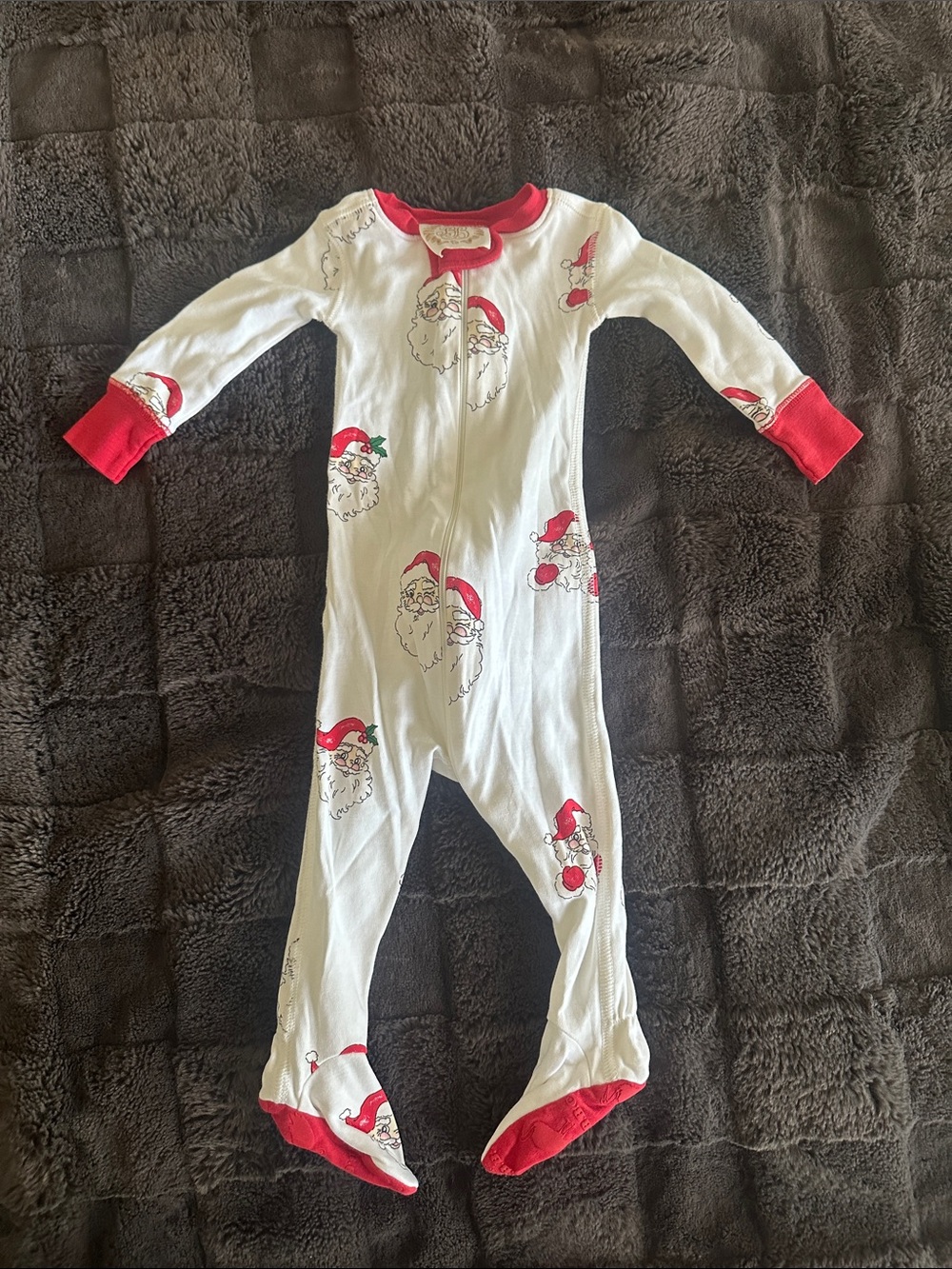 The Beaufort Bonnet Company White & Red Santa Print Footed One-Piece
